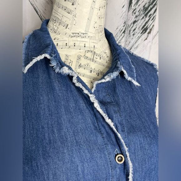 Hendi Midi Shirt Dress Chambray Button Down Size M - Picture 6 of 8